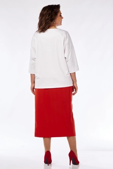 Костюм с юбкой 1348 белый + красный Michel Chic
