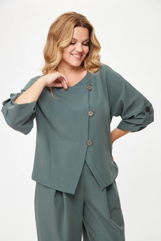 Костюм брючный 1355 зеленый графит Michel Chic
