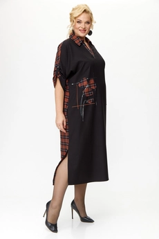 Платье 2134 черный + кирпичный Michel Chic
