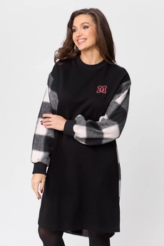 Платье 2159 черный + клетка Michel Chic
