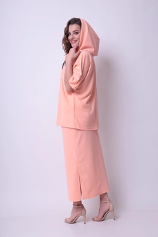 Костюм с юбкой 1248 персиковый Michel Chic