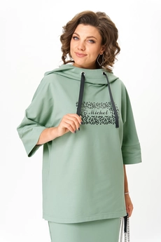 Костюм с юбкой 1248-1 пастельный зеленый Michel Chic