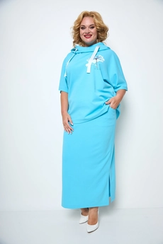*Костюм с юбкой 1248 голубой Michel Chic