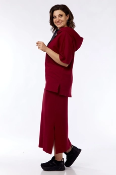 Костюм с юбкой 1248 бордовый Michel Chic