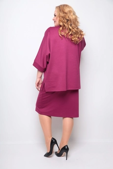Костюм с юбкой 1264 малиновый Michel Chic