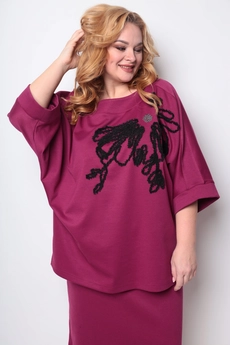 Костюм с юбкой 1264 малиновый Michel Chic