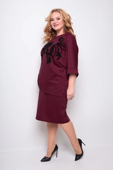 Костюм с юбкой 1264 темно-бордовый Michel Chic