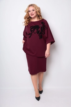 Костюм с юбкой 1264 темно-бордовый Michel Chic