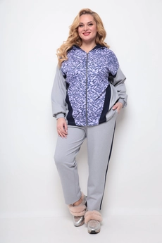 Спортивный костюм 1267 серый + леопард Michel Chic
