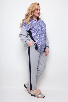 Спортивный костюм 1267 серый + леопард Michel Chic