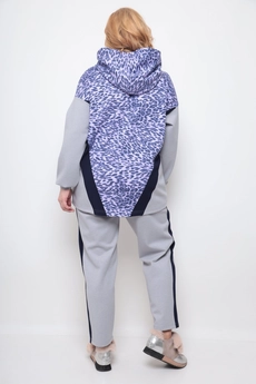 Спортивный костюм 1267 серый + леопард Michel Chic