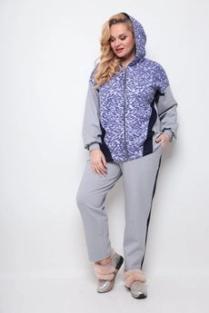 Спортивный костюм 1267 серый + леопард Michel Chic