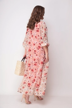 Костюм с платьем 1307 белый + персиковый Michel Chic