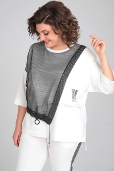 Костюм брючный 1329-1 белый Michel Chic