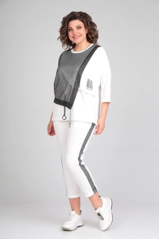 Костюм брючный 1329-1 белый Michel Chic