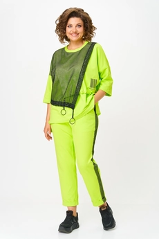 Костюм брючный 1329-1 салатовый Michel Chic