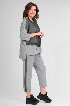 Костюм брючный 1329-1 серый Michel Chic