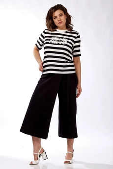Костюм брючный 1336 белый + черный Michel Chic