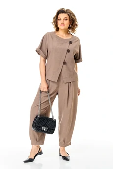 Костюм брючный 1337-1 коричневый Michel Chic