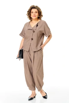 Костюм брючный 1337-1 коричневый Michel Chic