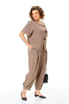 Костюм брючный 1337-1 коричневый Michel Chic