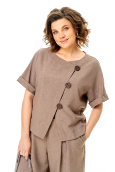 Костюм брючный 1337-1 коричневый Michel Chic
