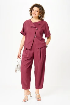 Костюм брючный 1337-1 рубиновый Michel Chic