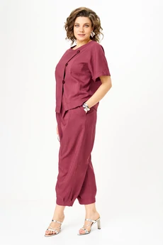 Костюм брючный 1337-1 рубиновый Michel Chic