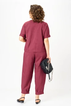 Костюм брючный 1337-1 рубиновый Michel Chic