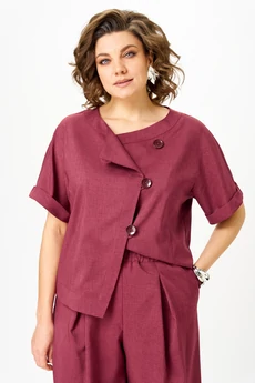 Костюм брючный 1337-1 рубиновый Michel Chic