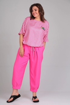 Костюм брючный 1342 розовый Michel Chic