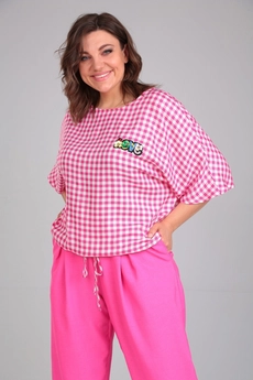 Костюм брючный 1342 розовый Michel Chic