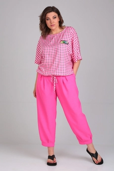 Костюм брючный 1342 розовый Michel Chic
