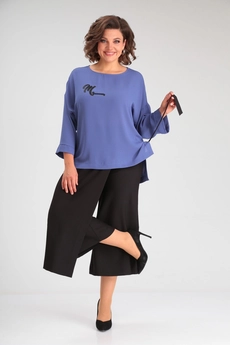 Костюм брючный 1350 синий + черный Michel Chic
