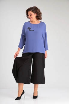 Костюм брючный 1350 синий + черный Michel Chic