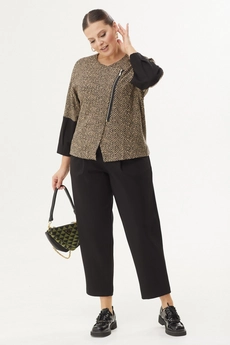 Костюм брючный 1354 черный + бежевый Michel Chic