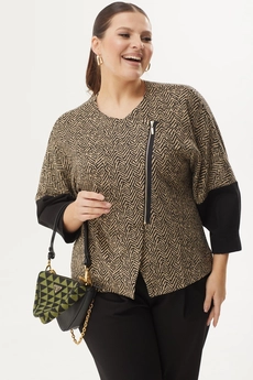 Костюм брючный 1354 черный + бежевый Michel Chic