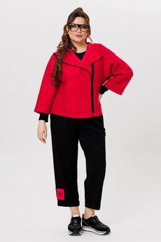 Костюм брючный 1357-1 красный + черный Michel Chic