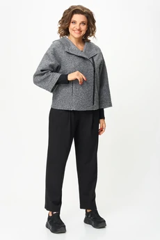 Костюм брючный 1357-2 серый + черный Michel Chic