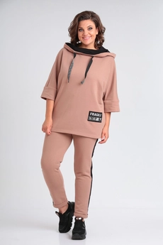 Спортивный костюм 1358 бежевый + черный Michel Chic