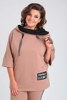 Спортивный костюм 1358 бежевый + черный Michel Chic