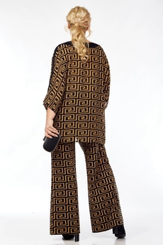 Костюм брючный 1359 черный + рыжий Michel Chic