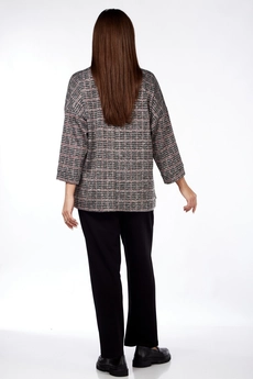 Костюм брючный 1360 черный + бордовый Michel Chic