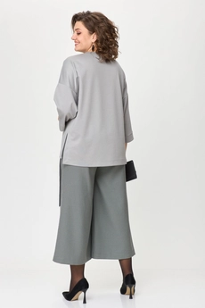 *Костюм брючный 1362-1 серый + клетка Michel Chic