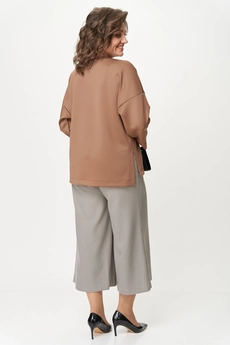 Костюм брючный 1362-2 коричневый + клетка Michel Chic