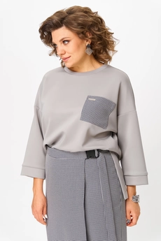Костюм брючный 1362-2 серый + клетка Michel Chic
