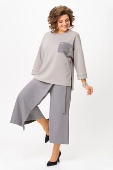 Костюм брючный 1362-2 серый + клетка Michel Chic