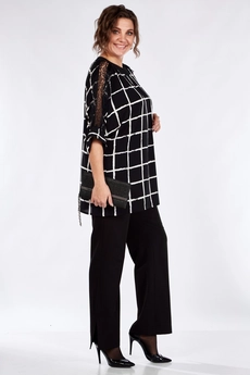 Костюм брючный 1364 черный + белый Michel Chic