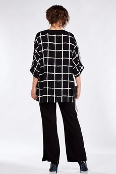 Костюм брючный 1364 черный + белый Michel Chic