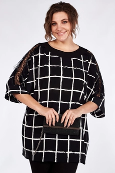 Костюм брючный 1364 черный + белый Michel Chic